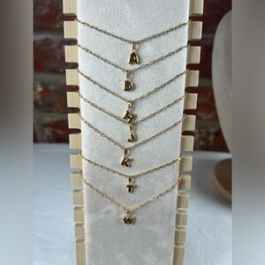 Bubble Letter Gold plated 18K over Stainless Steel 3D Necklaces NWT